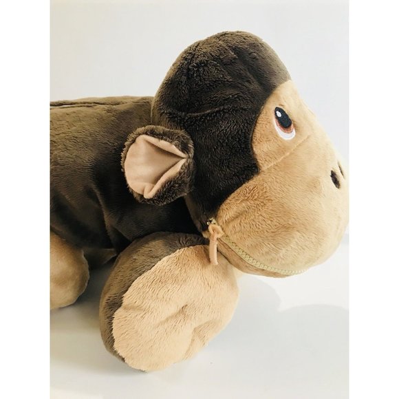 Stuffies Monkey Scout Plush Sleepover Pillow with Pouch 18" Toy Storage Stuffed - Picture 1 of 8